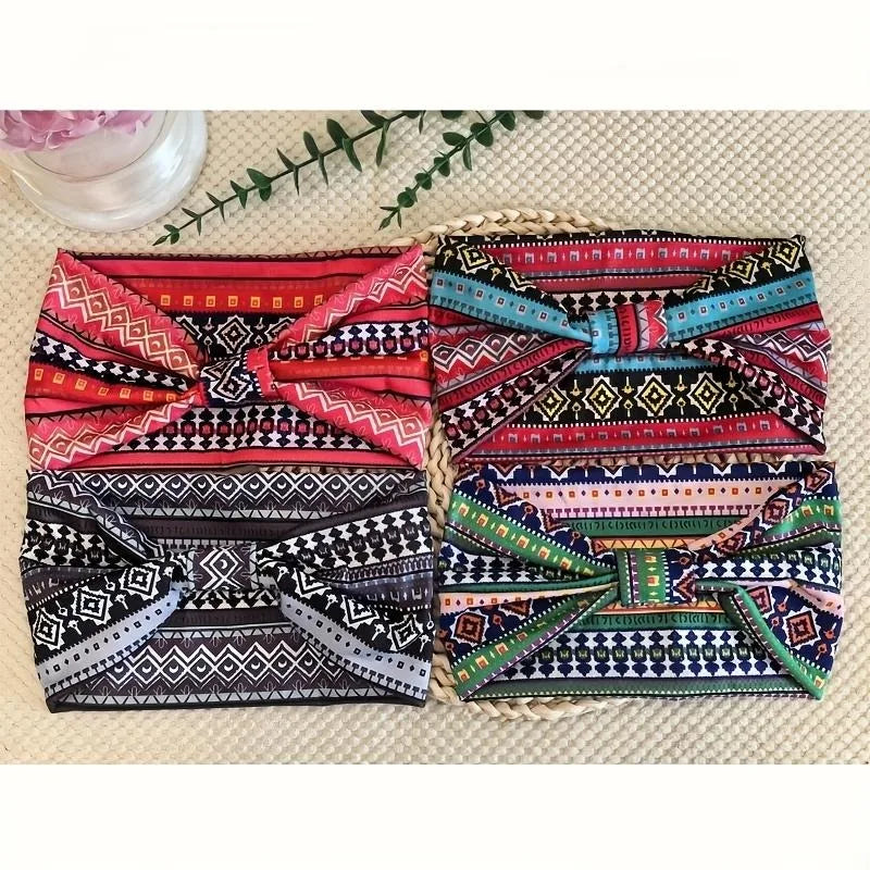 No-Slip Wide Hair Bands – Breathable & Soft Workout Head Wraps for Women (4-Pack)