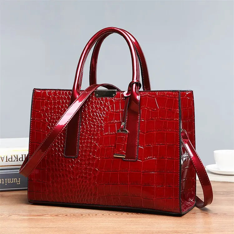 Signature Crocodile Texture Shopper – Sophisticated Luxury Work Tote