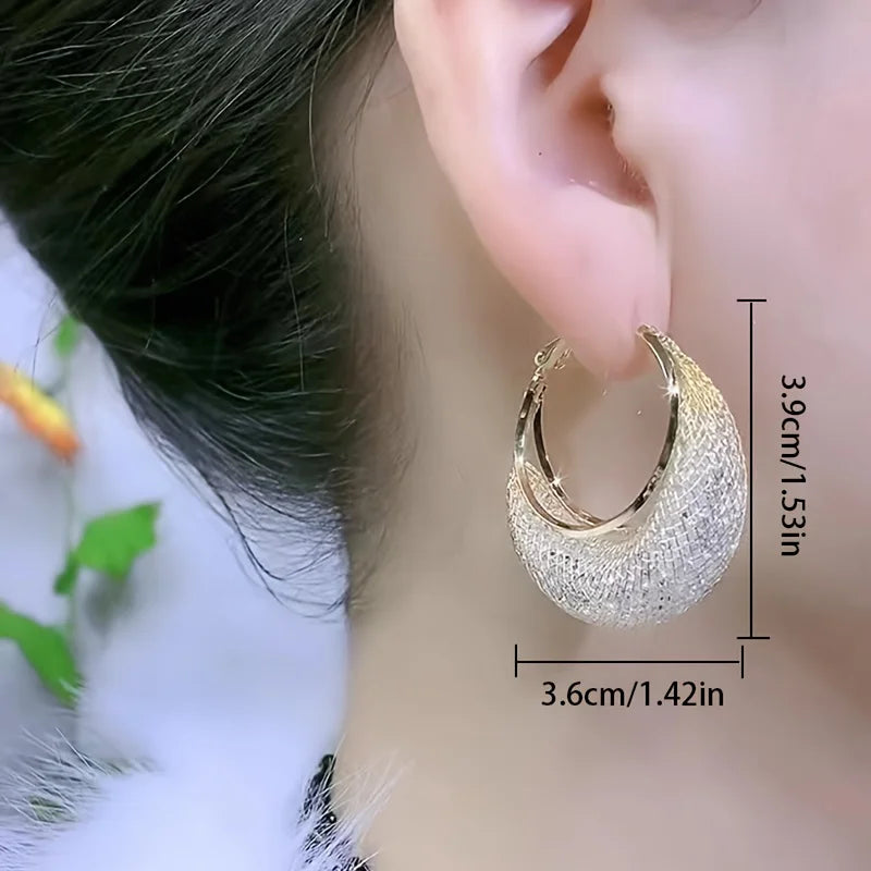 Rhinestone-Inlaid Mesh Hoops for the Modern Woman