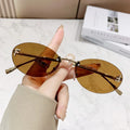 Vintage-Inspired Oval Frame Sunglasses with F Signature Accents