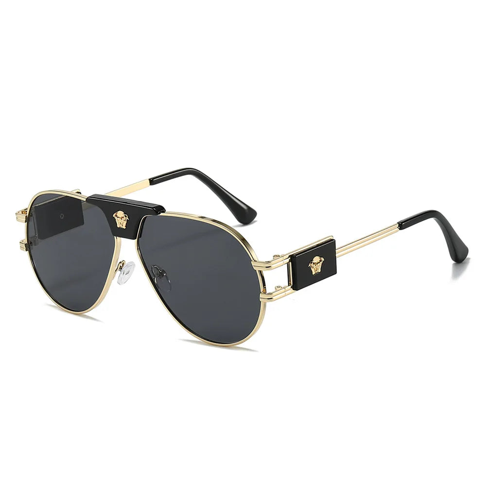 Wild West Luxe: Cattle-Head Accent Aviators Sunglasses Women Brand Designer Cattle Head Decoration