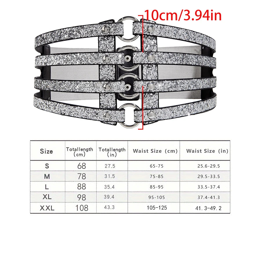 Metallic Multi-Strap Corset Waist Belt – High-Glam Elastic Cinch