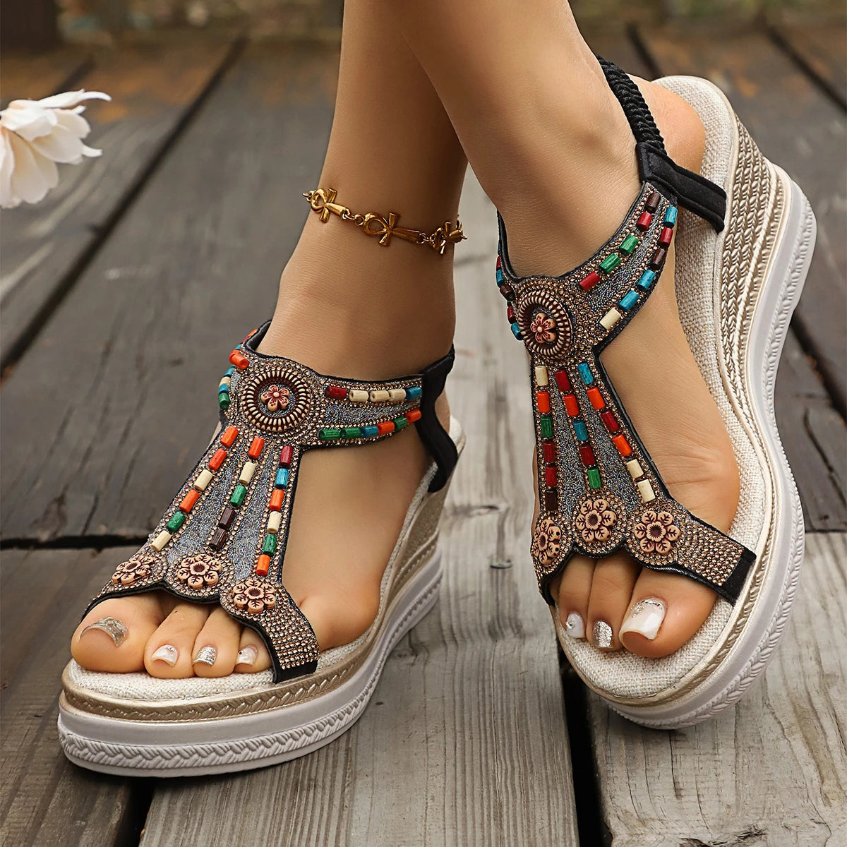 Colored - The Rock-Chic Rivet Wedge | Vintage-Inspired Platform Sandal