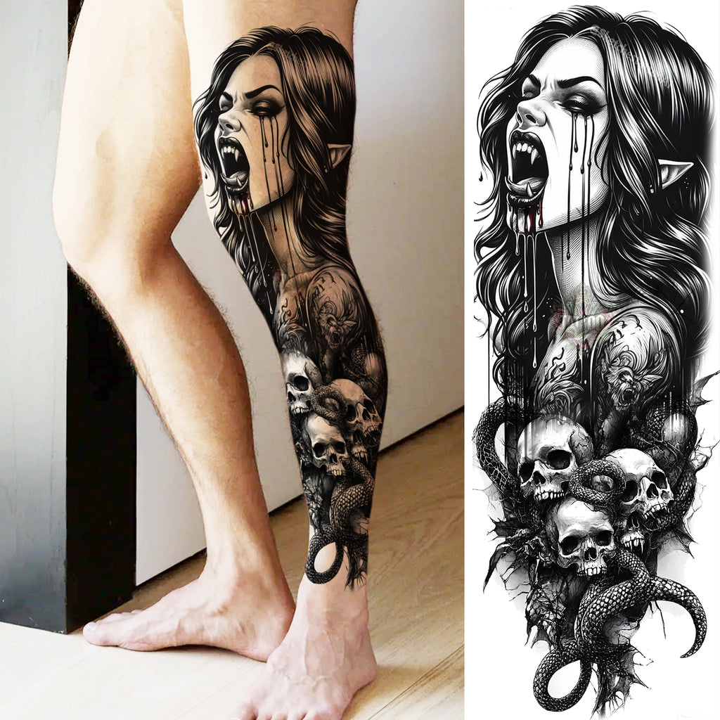 Full Arm or Legs Jesus & Zeus God Temporary Tattoo Sleeve – Large Waterproof Realistic Body Art for  Women