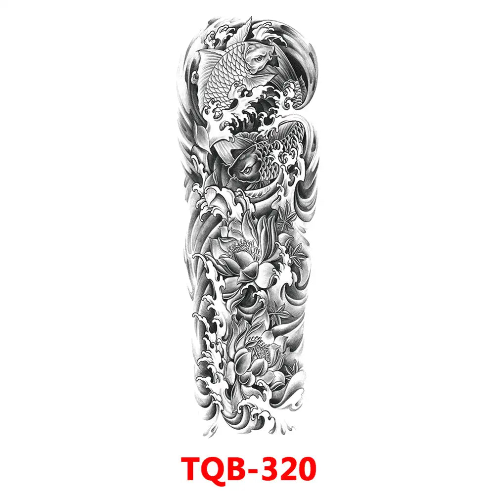 Large Waterproof Full Arm Temporary Tattoo – Intricate Totem & Geometric Sleeve Sticker