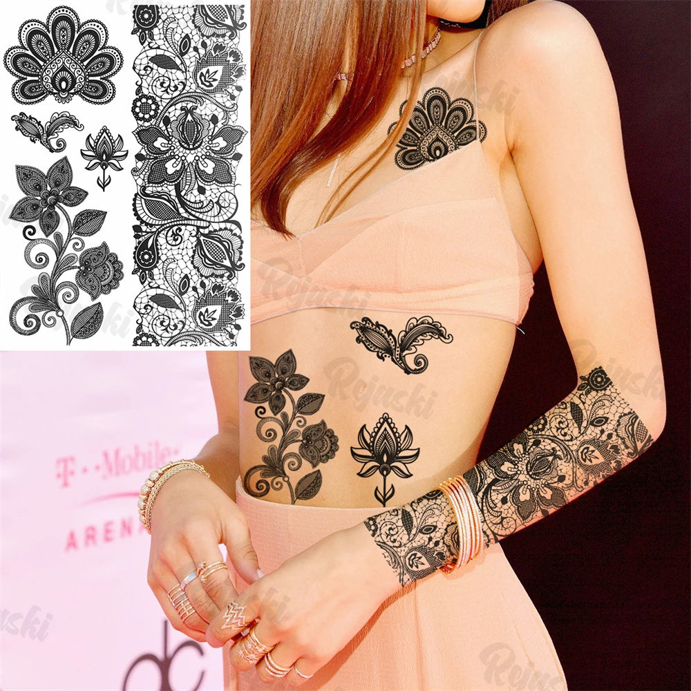 Sexy Waterproof Temporary Tattoo – Floral Mandala, Lotus & Animal Designs for Chest & Underboob