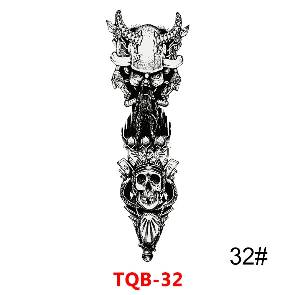 Unisex Full Arm Temporary Tattoo Sticker – Premium Old School Skull Body Art