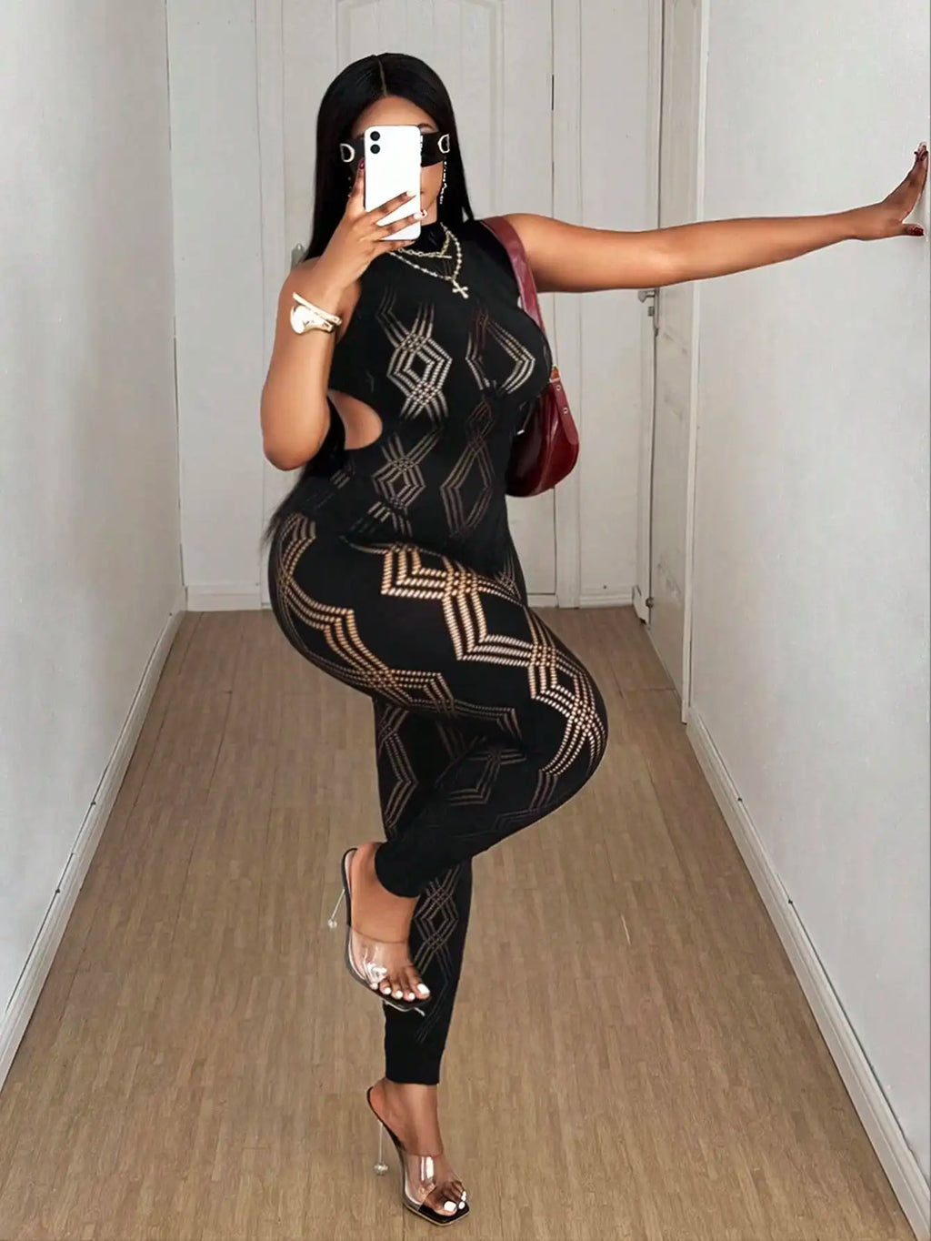 Ultimate Glam: Backless Mesh Hollow-Out Party Jumpsuit – Perfect for Night Out & Streetwear