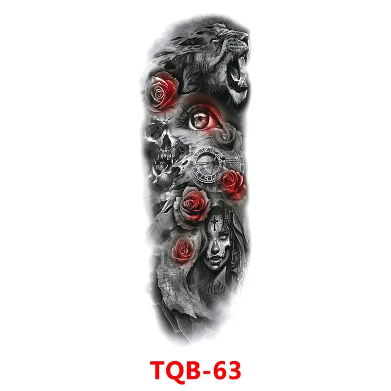 Unisex Full Arm Temporary Tattoo Sticker – Premium Old School Skull Body Art