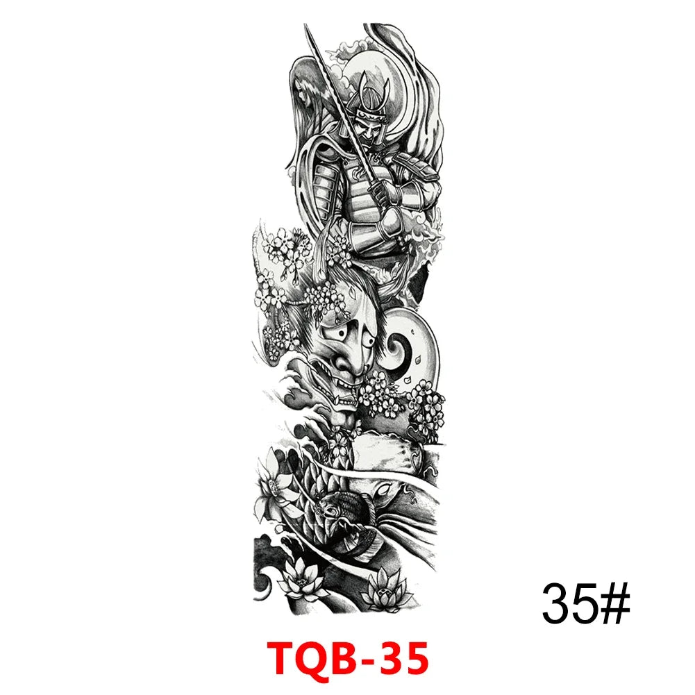 Unisex Full Arm Temporary Tattoo Sticker – Premium Old School Skull Body Art