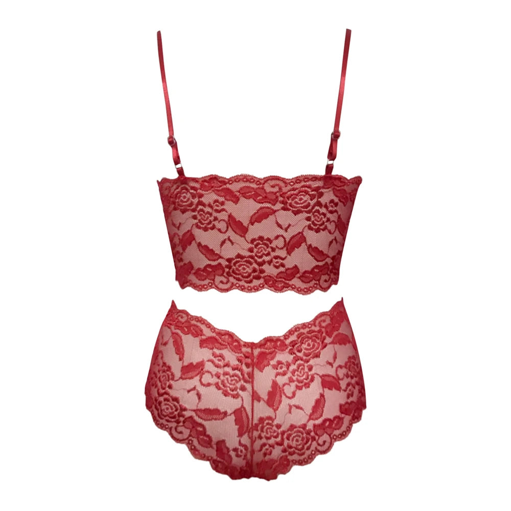 The Sexy Women Lingerie Set Thin Lace Flower Printed Underwear Suit