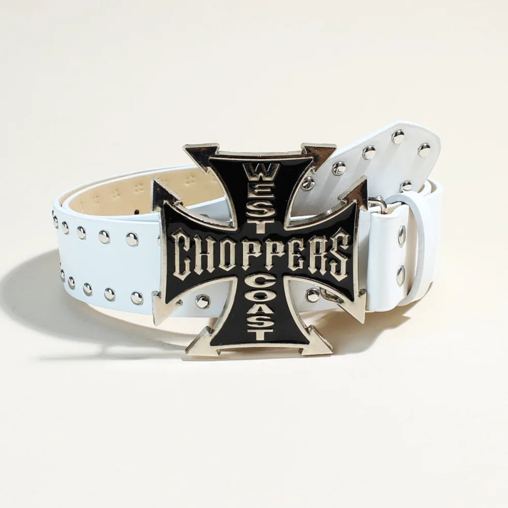 Luxury Desiner Brands Women Studded Belt Heart and Cross Metal Punk Rock Style