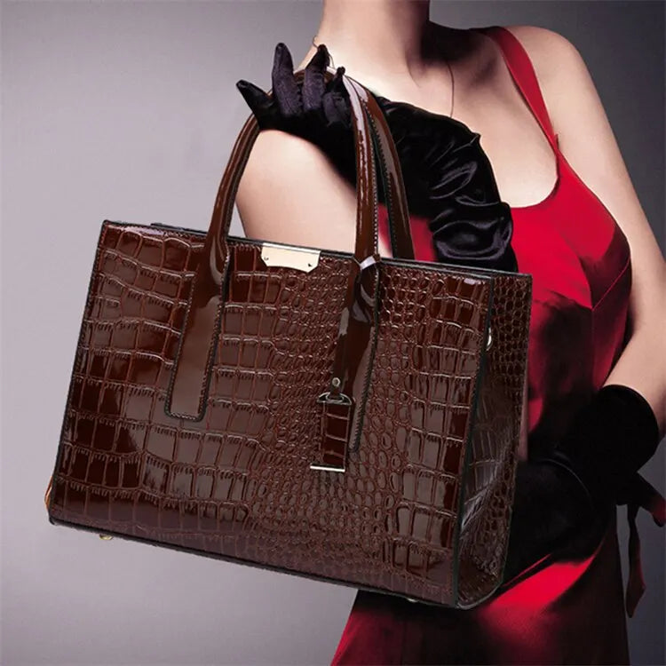 Signature Crocodile Texture Shopper – Sophisticated Luxury Work Tote