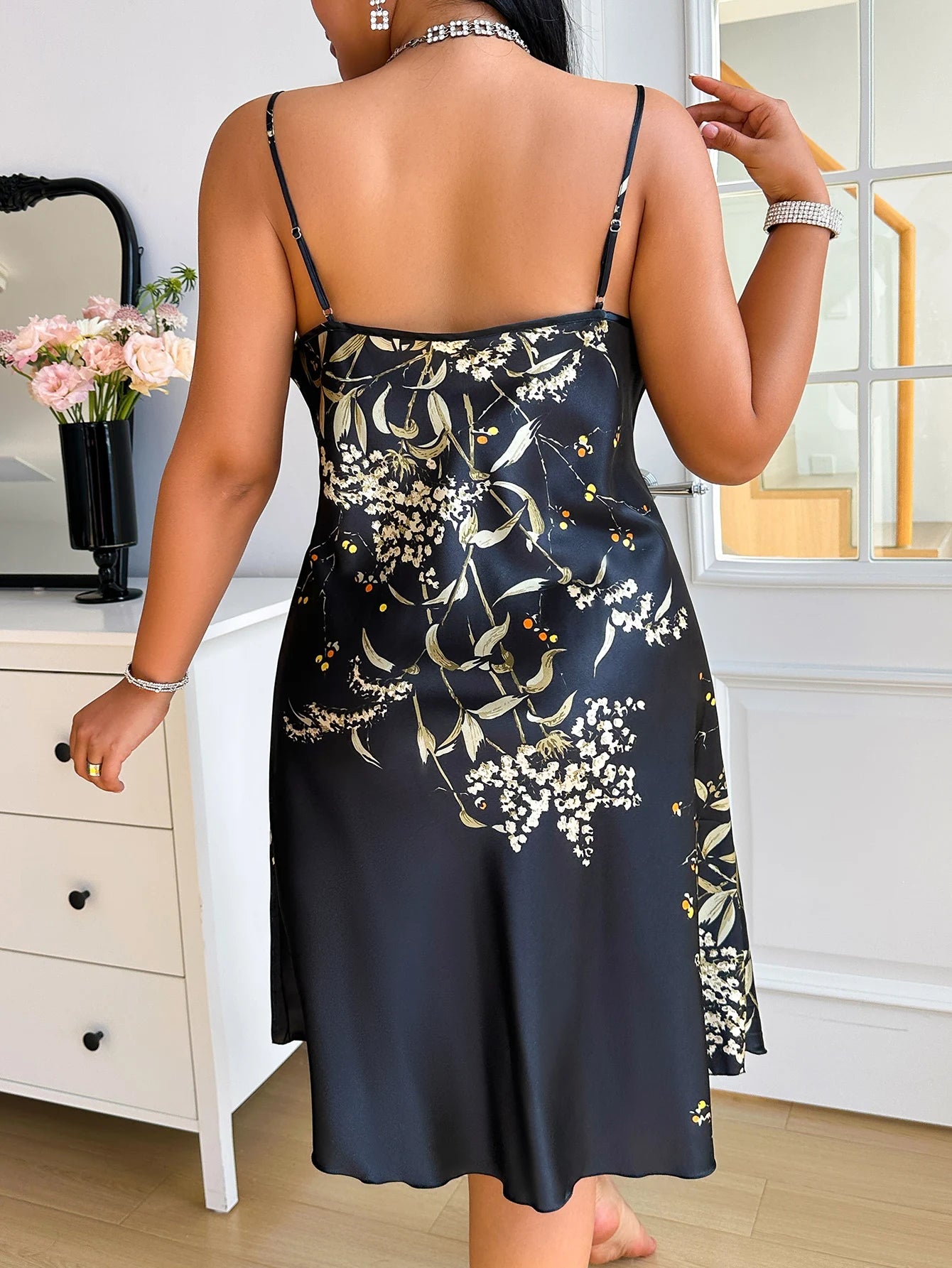 Vintage Cherry Print Nightdress | Elegant Plus-Size Loungewear for Her