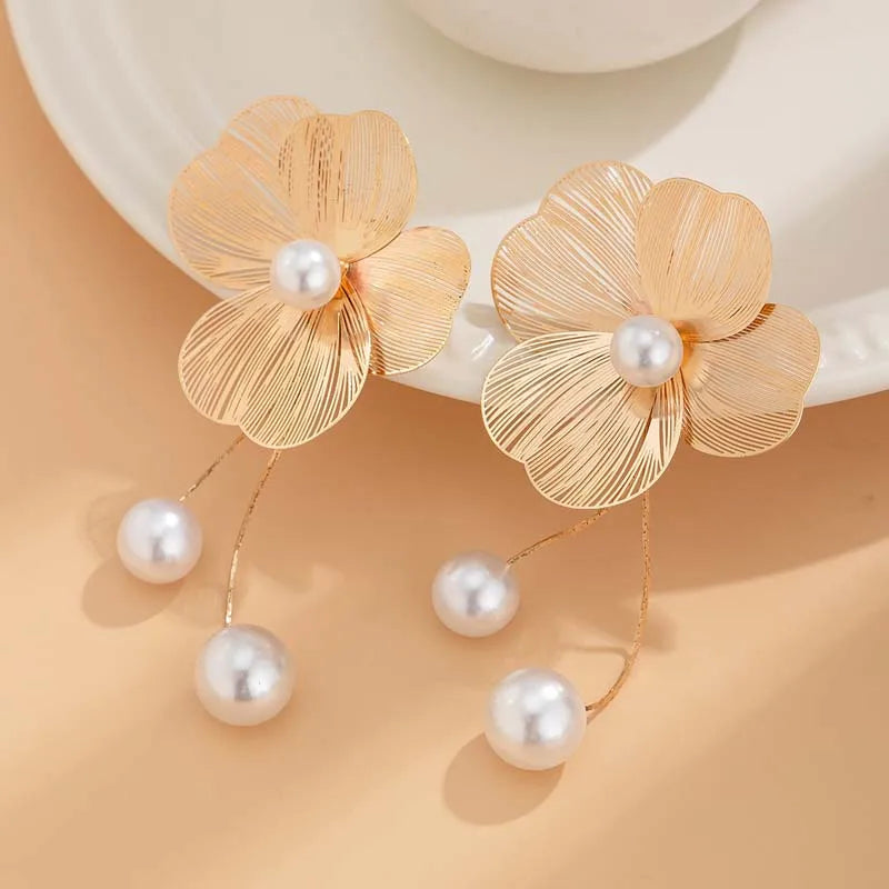Fleur-de-Pearl Oversized Drop Earrings