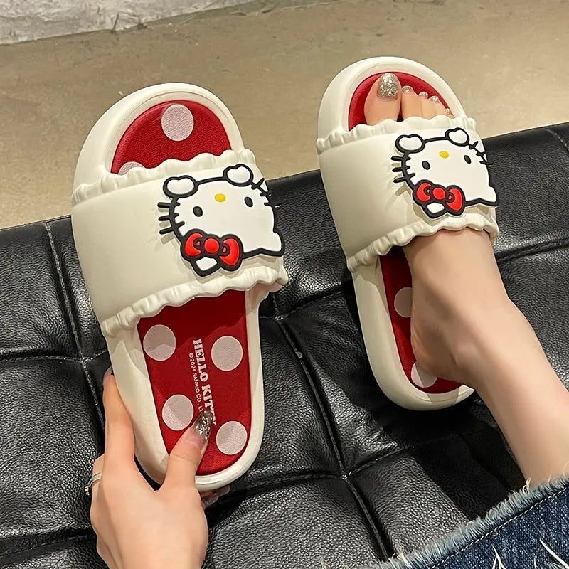 Cute Hello Kitty Non-Slip Slippers – Comfortable Cartoon House Shoes for Women & Girls