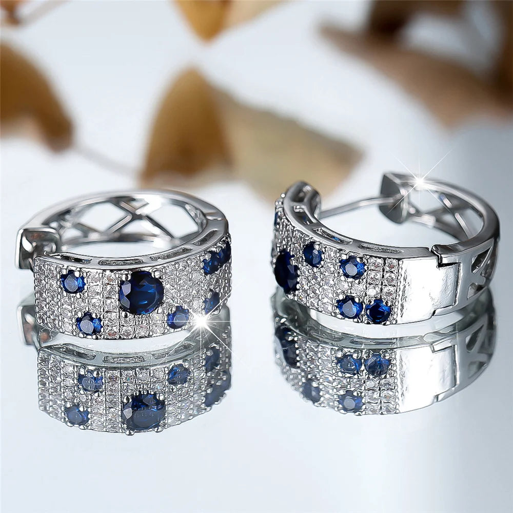 Ethereal Sparkle: Round Zircon Hoop Earrings – The Perfect Wedding & Daily Accessory