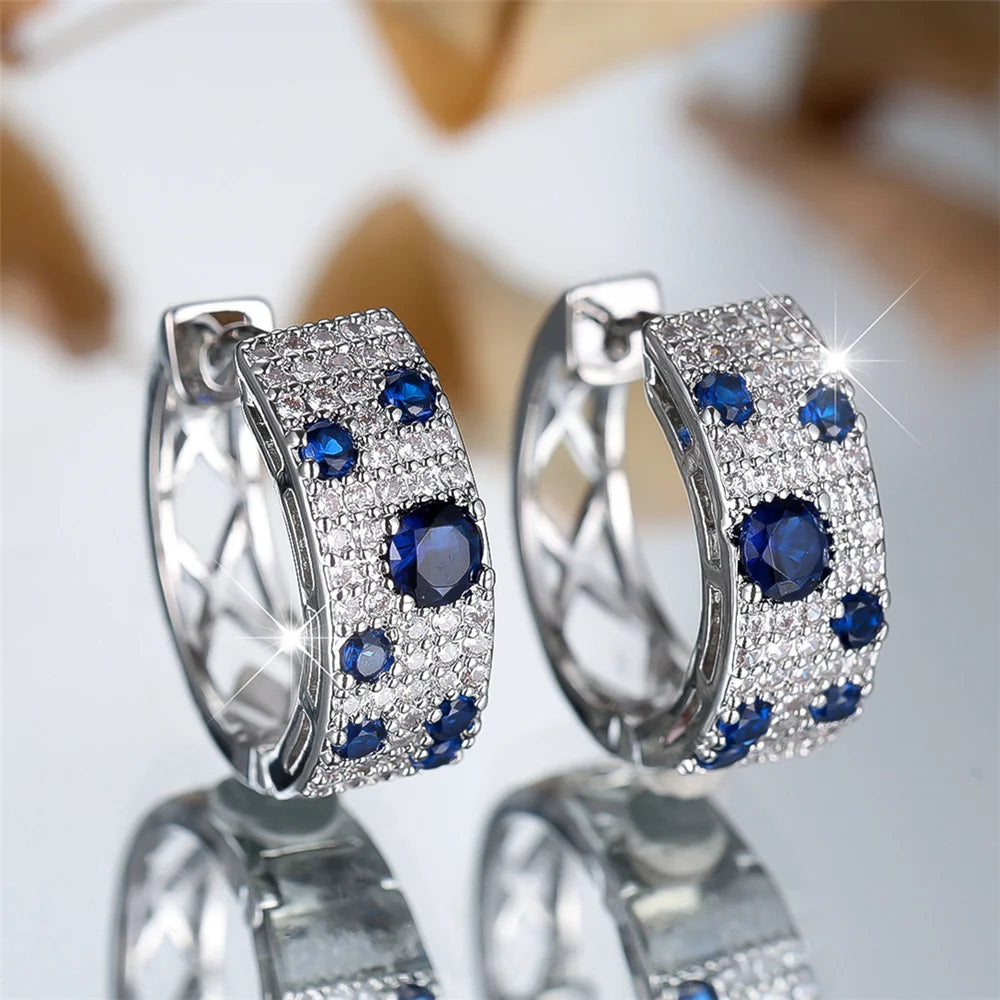 Ethereal Sparkle: Round Zircon Hoop Earrings – The Perfect Wedding & Daily Accessory