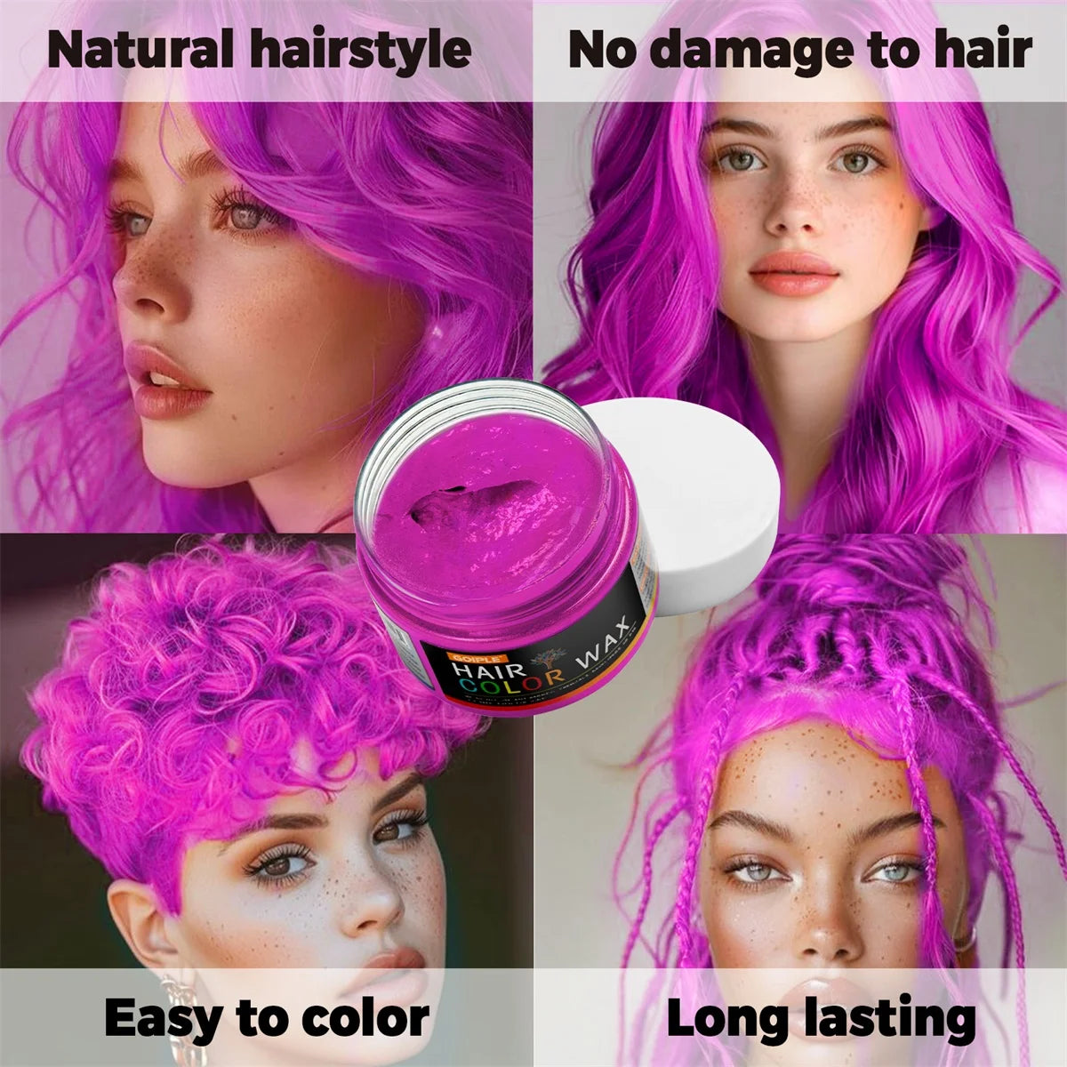 Temporary Hair Color Wax Mud – Easy Wash One-Time Coloring Cream for Hair, Beards, and Eyebrows, Instant Matte Hairstyle Styling Clay for Parties and Cosplay