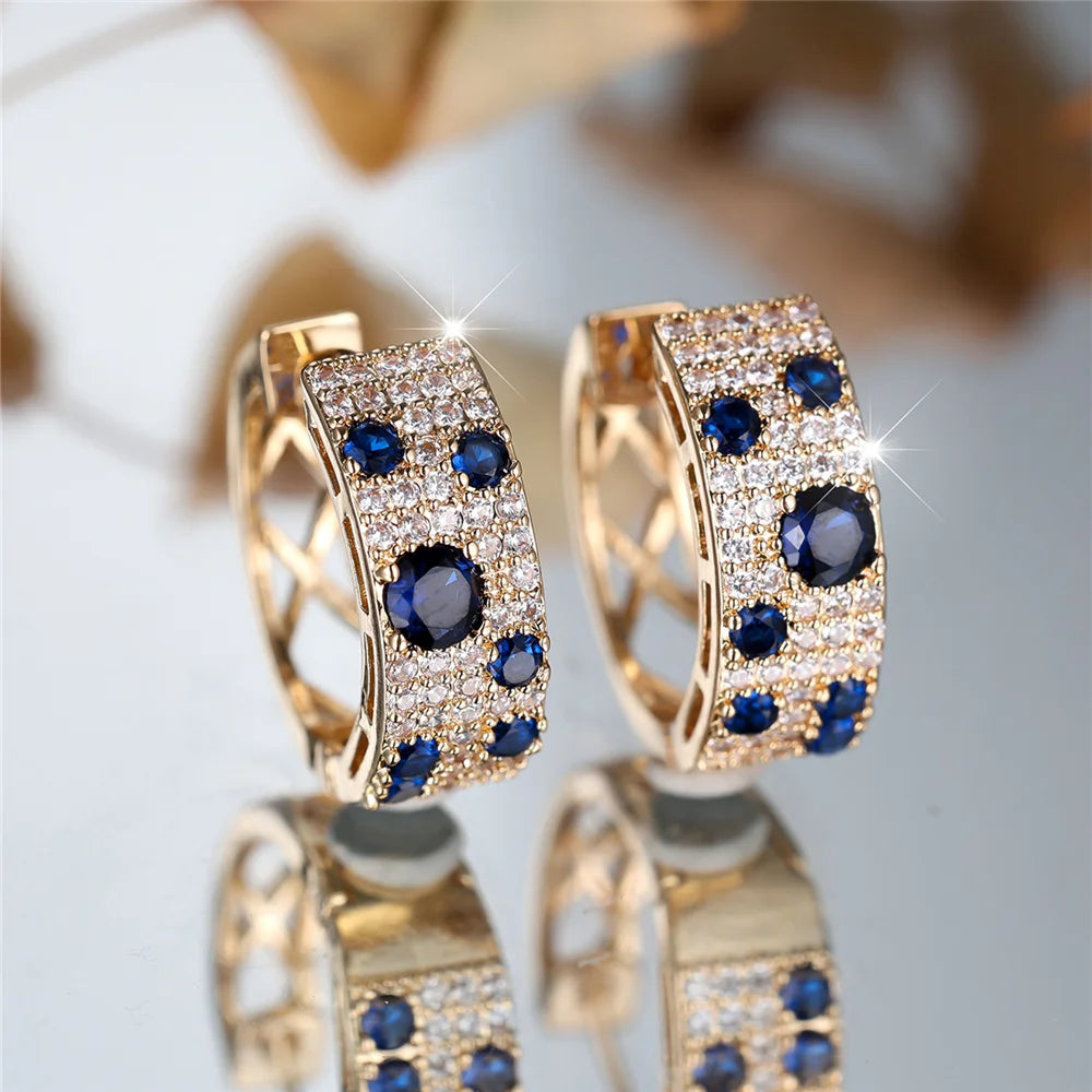 Ethereal Sparkle: Round Zircon Hoop Earrings – The Perfect Wedding & Daily Accessory