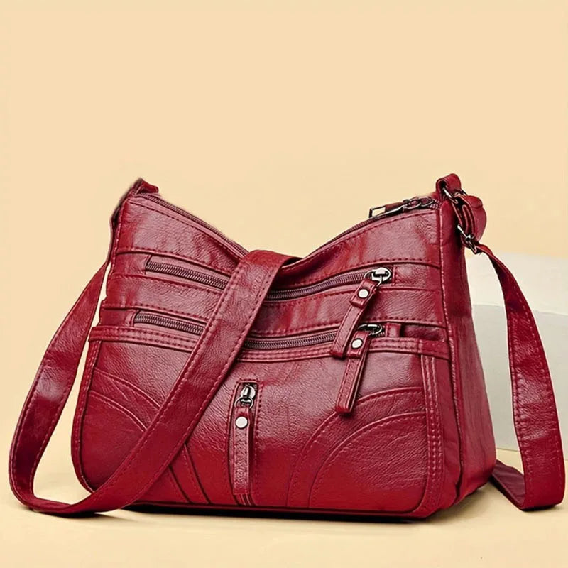 The Essential Vintage Carry-All – Multi-Pocket Leather Shoulder Bag