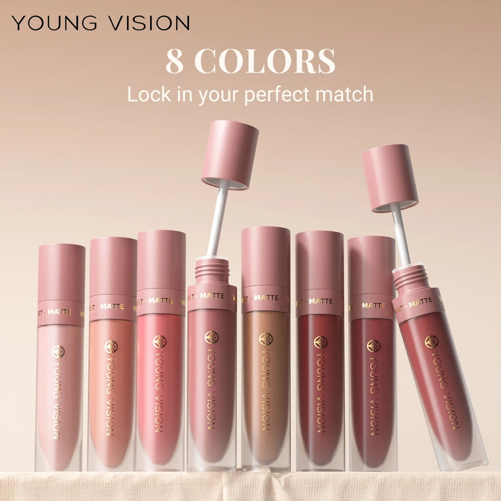 LUX LADY Square-Tube Velvet Matte Lipstick – 8-Color Plumping Lip Glaze