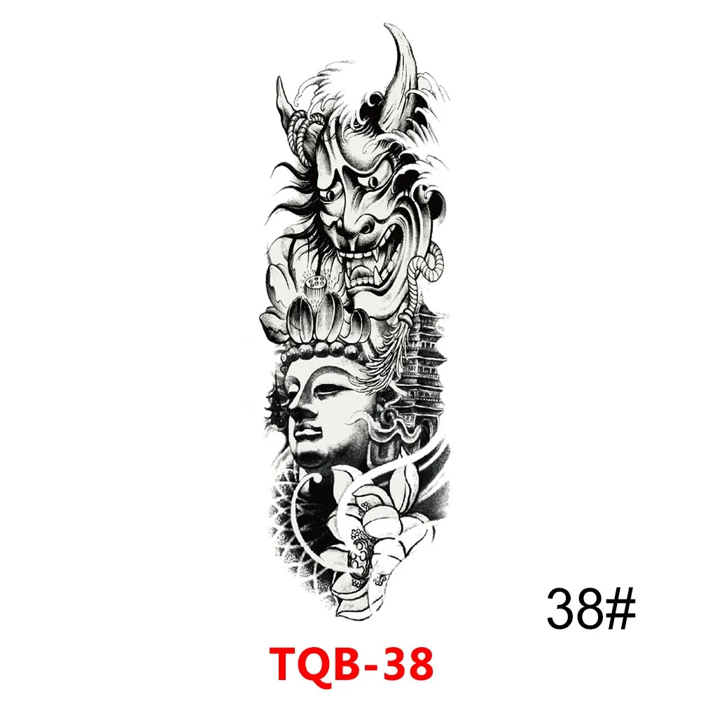 Unisex Full Arm Temporary Tattoo Sticker – Premium Old School Skull Body Art