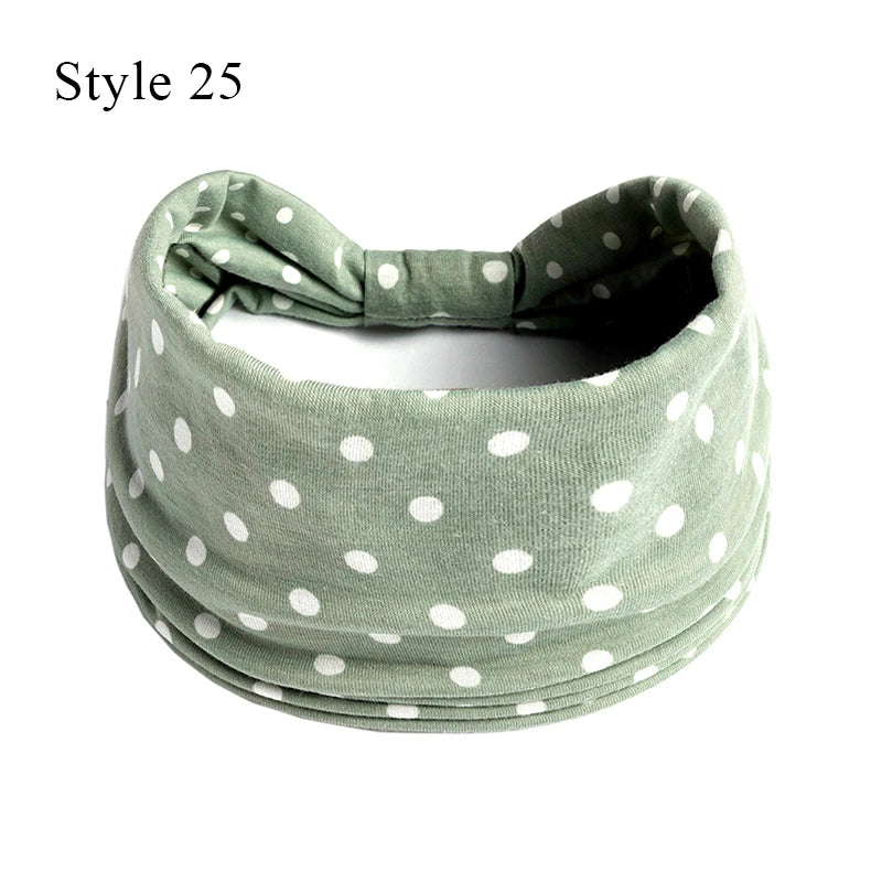 Women's Bohemian Wide Hair Band – Soft Stretchy Floral Turban for Sports, Yoga & Casual Fashion