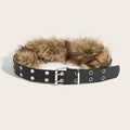 Bohemian Faux-Fur & Grommet Statement Belt – Textured Street-Style Accessory