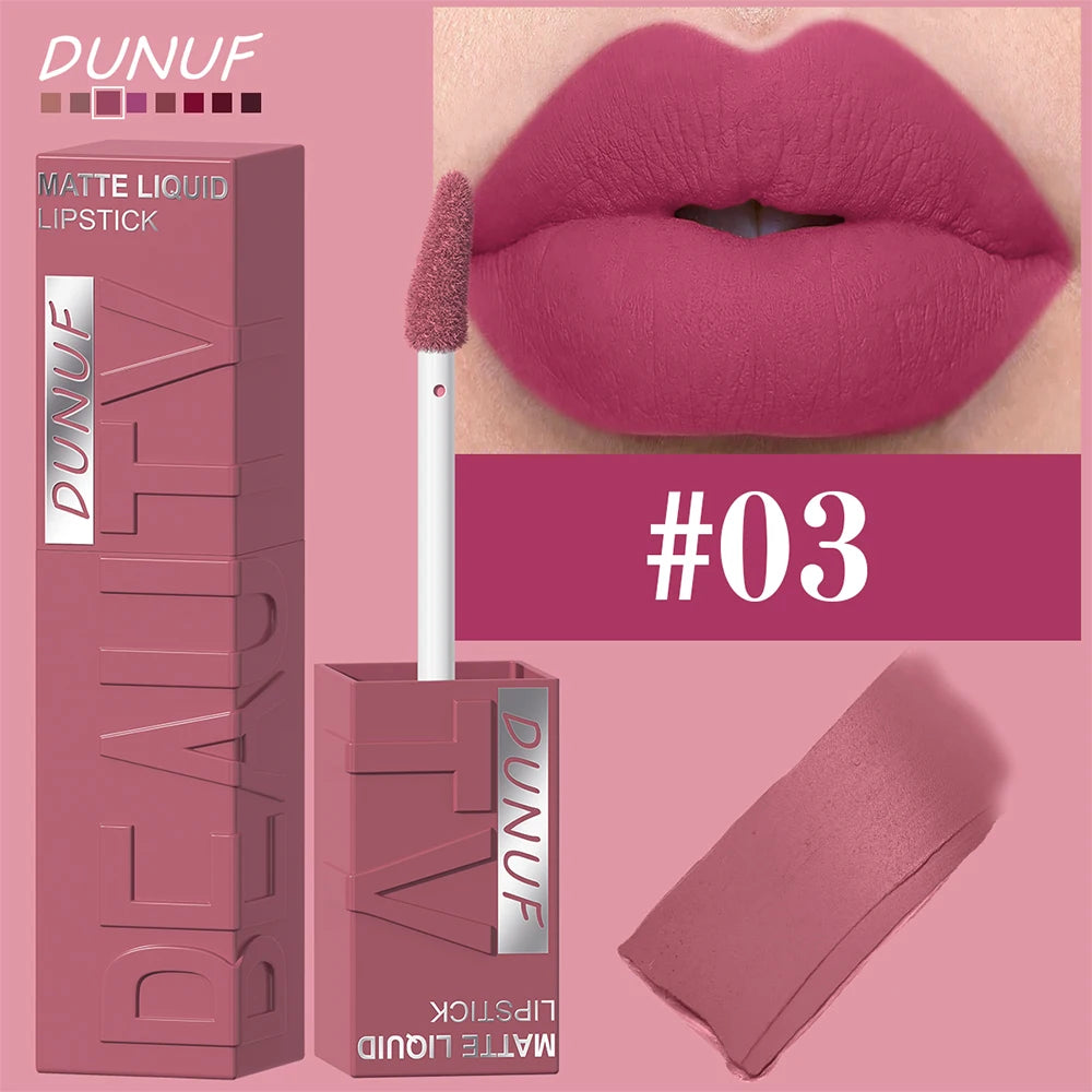 LUX LADY Square-Tube Velvet Matte Lipstick – 8-Color Plumping Lip Glaze