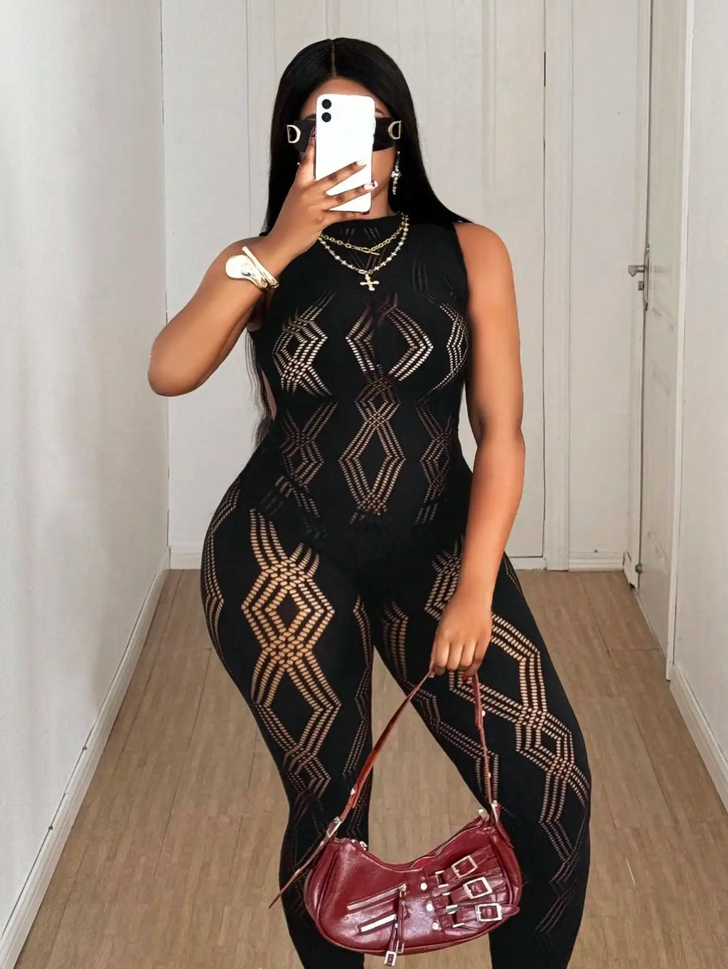 Ultimate Glam: Backless Mesh Hollow-Out Party Jumpsuit – Perfect for Night Out & Streetwear