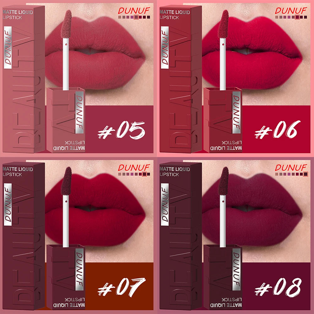 LUX LADY Square-Tube Velvet Matte Lipstick – 8-Color Plumping Lip Glaze