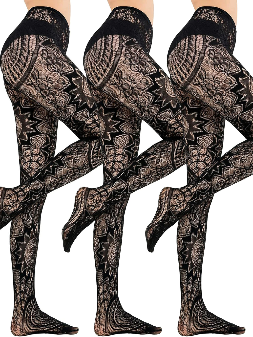 Obsidian Mesh: Tattoo-Lace & Hollow Fishnet Pantyhose