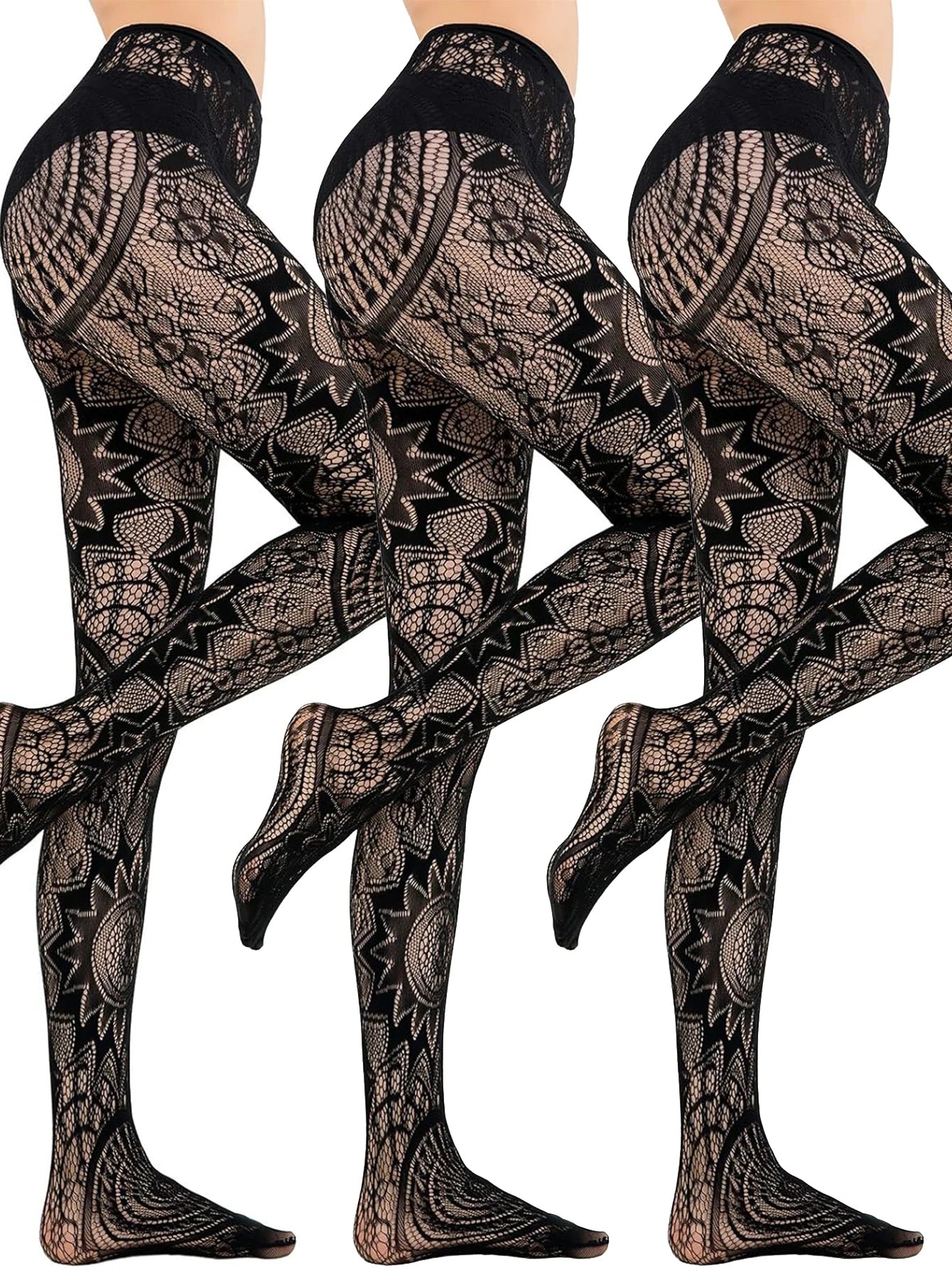 Obsidian Mesh: Tattoo-Lace & Hollow Fishnet Pantyhose