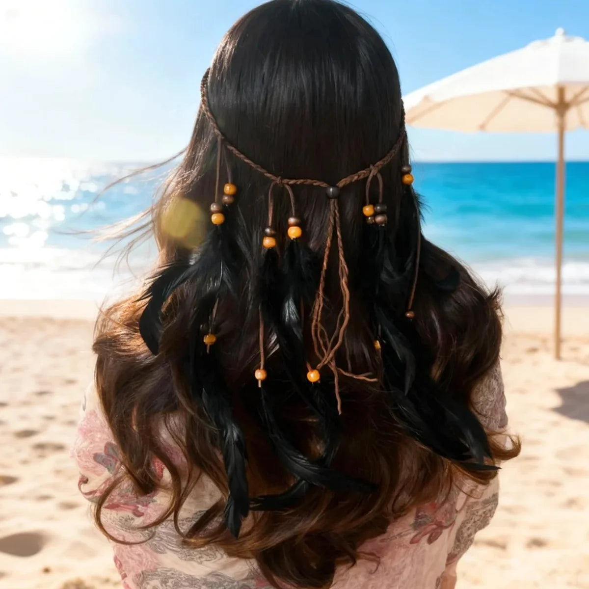 The Wanderer’s Feather Headband: Vintage-Inspired Boho Hair Accessory for Effortless Festival Style