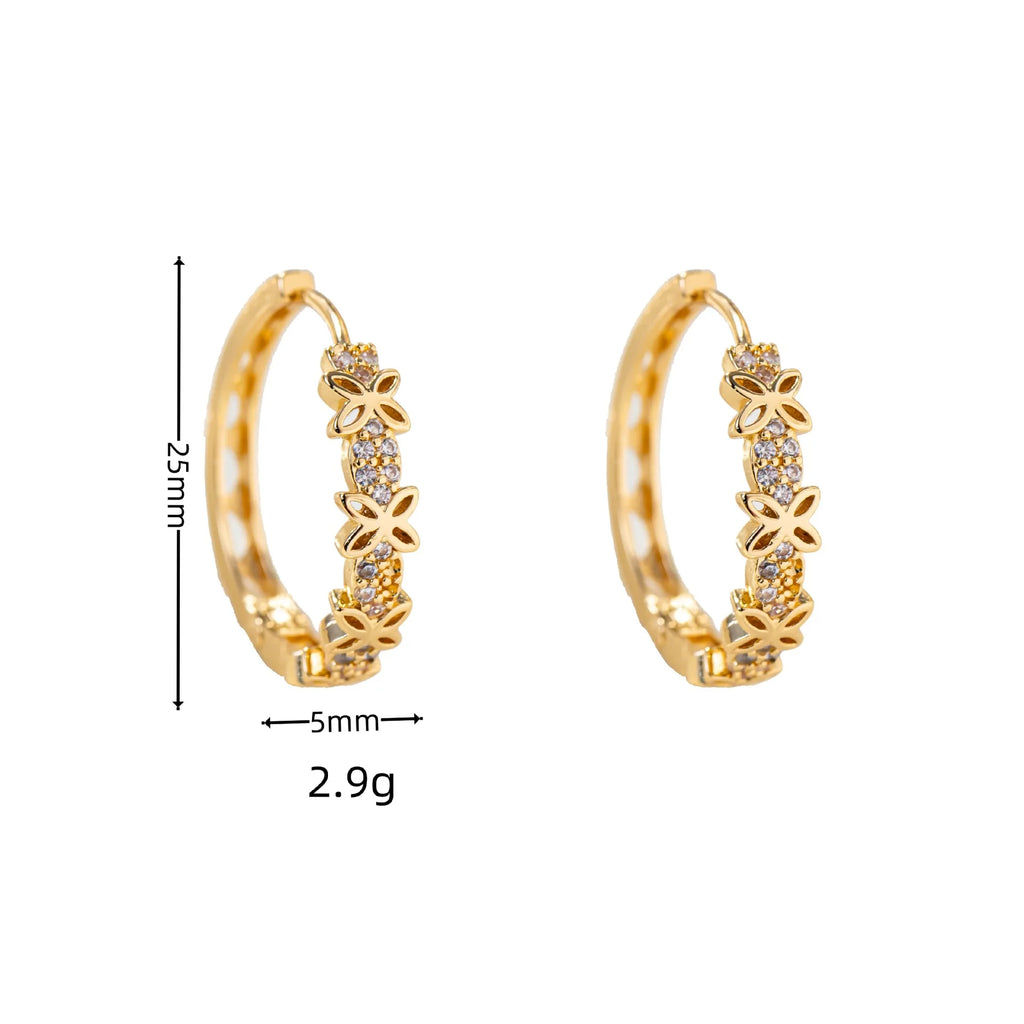 Signature Floral Zircon Hoops – Vibrant Luxury Statement Earrings Rainbow Flower Zircon Stone