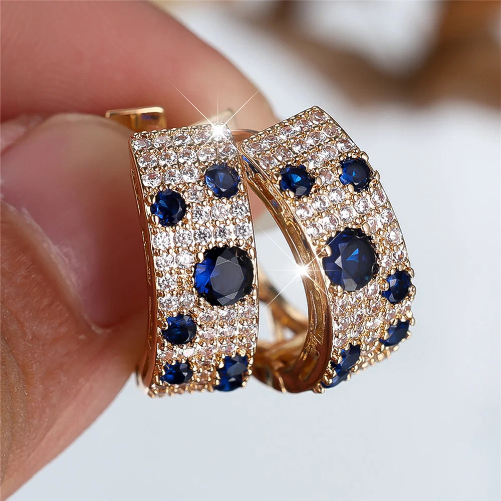Ethereal Sparkle: Round Zircon Hoop Earrings – The Perfect Wedding & Daily Accessory