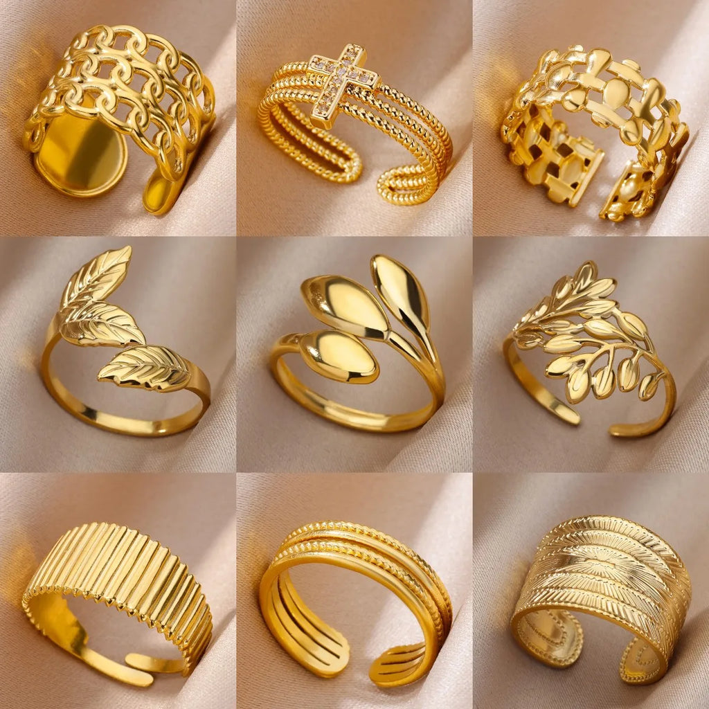 Adjustable Luxe Geometric 316L Gold Rings – The Ultimate All-Day Statement 48 Pieces