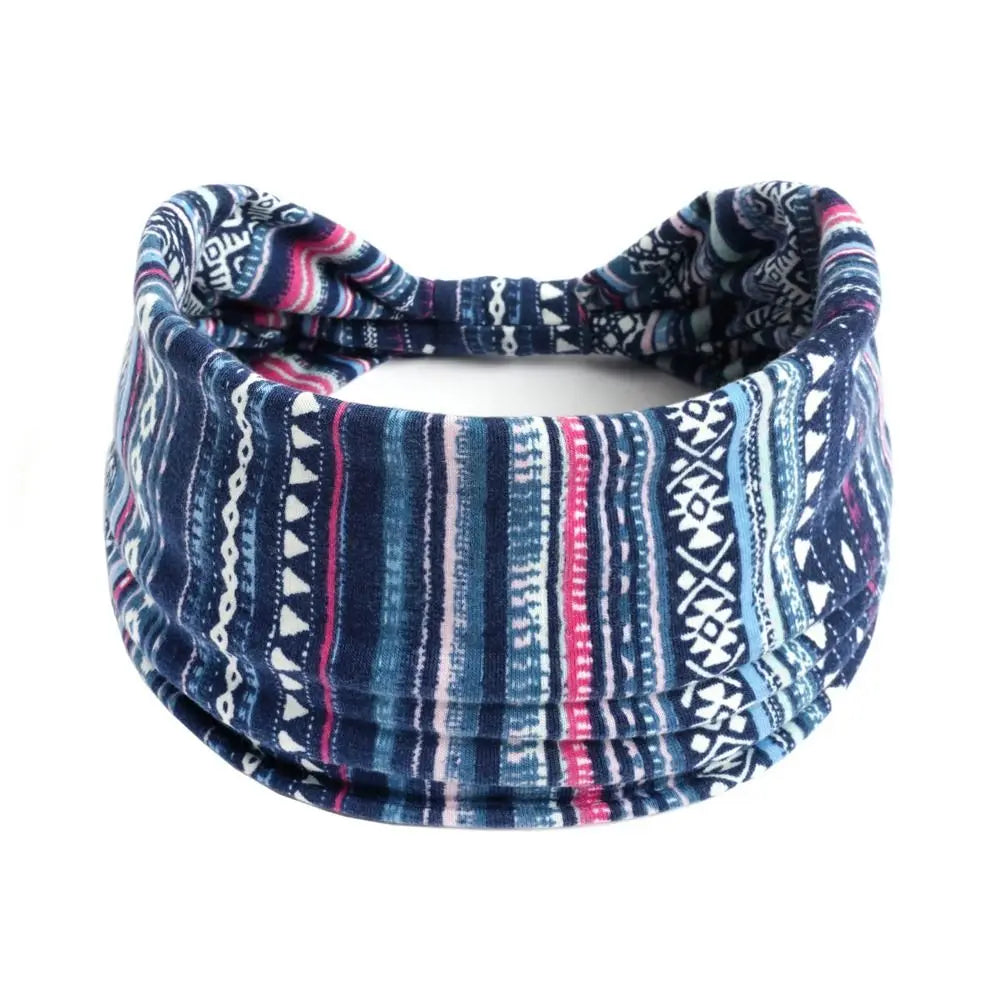 Vintage Bohemian Wide Headband – Elastic Knot Turban Hair Wrap for Effortless Style