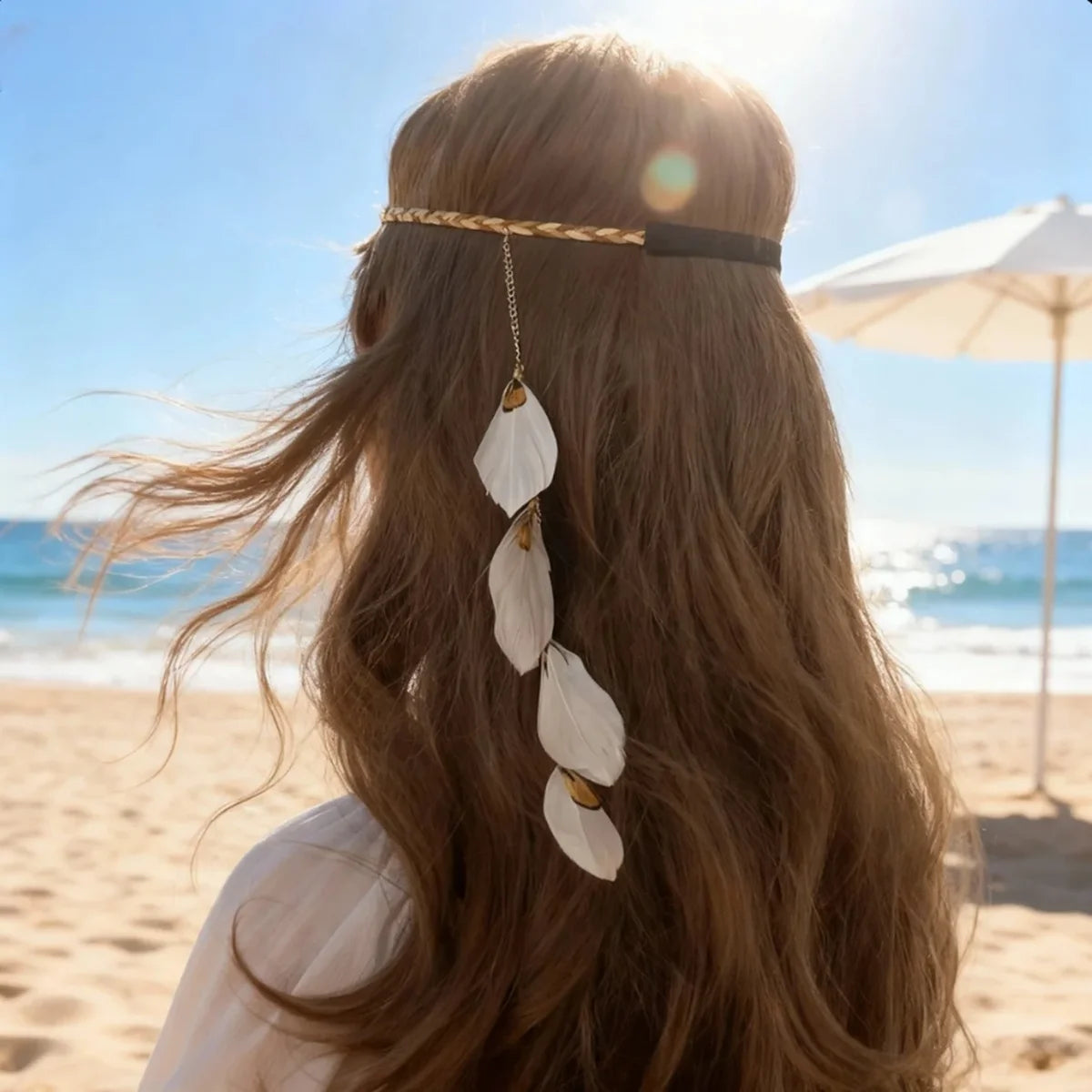 The Wanderer’s Feather Headband: Vintage-Inspired Boho Hair Accessory for Effortless Festival Style