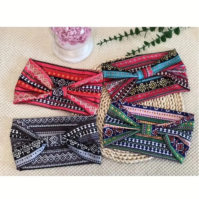 No-Slip Wide Hair Bands – Breathable & Soft Workout Head Wraps for Women (4-Pack)