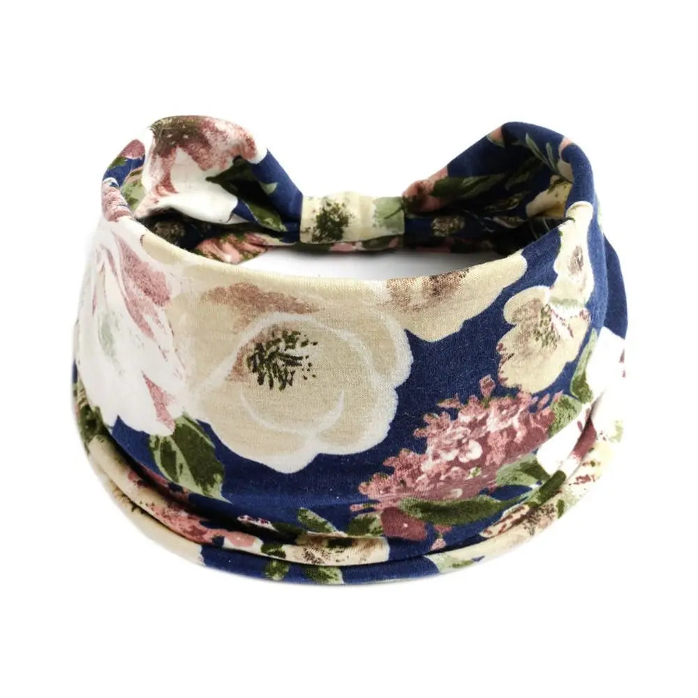 Vintage Bohemian Wide Headband – Elastic Knot Turban Hair Wrap for Effortless Style
