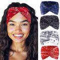 4-Pack No-Slip Knotted Headbands – Stylish Printed Turban Wraps for Yoga, Sports & Everyday Chic