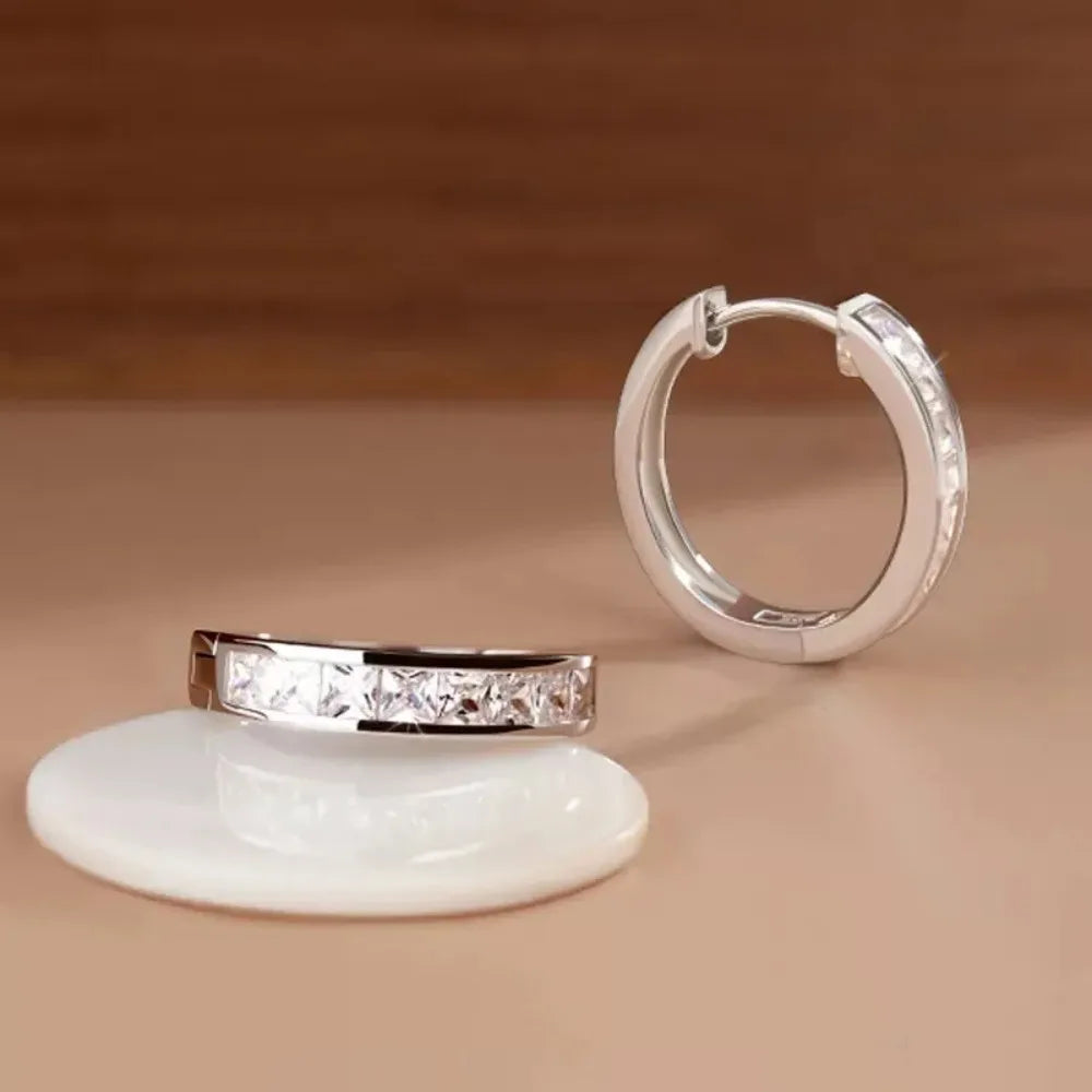 Vertex Platinum-Tone Eternity Hoops
