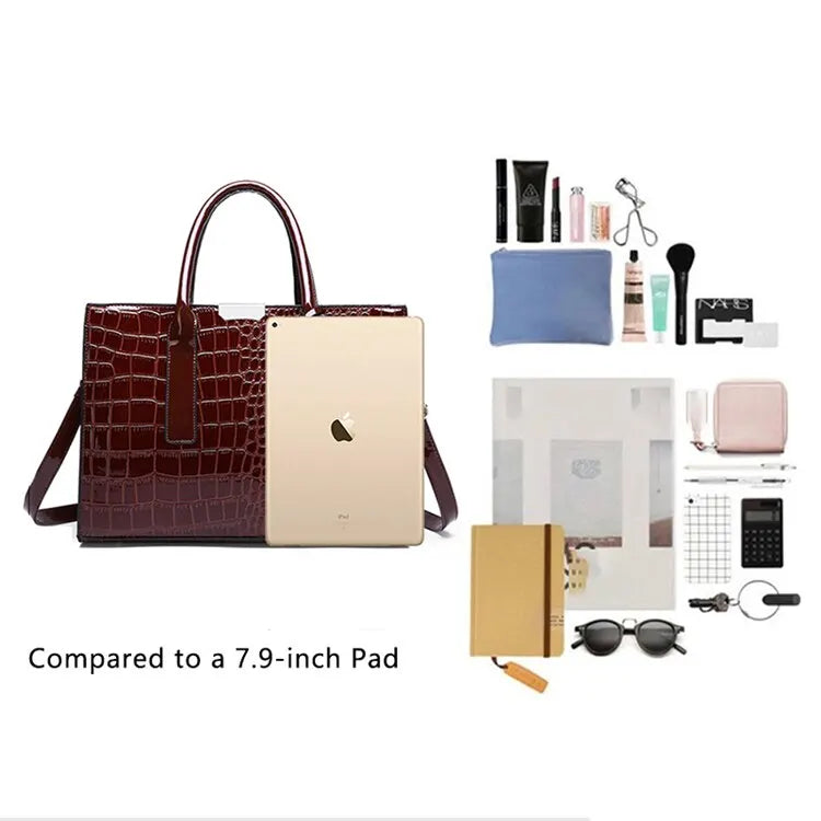 Signature Crocodile Texture Shopper – Sophisticated Luxury Work Tote