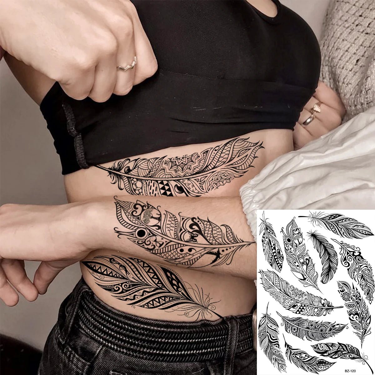 Sexy Waterproof Temporary Tattoo – Floral Mandala, Lotus & Animal Designs for Chest & Underboob
