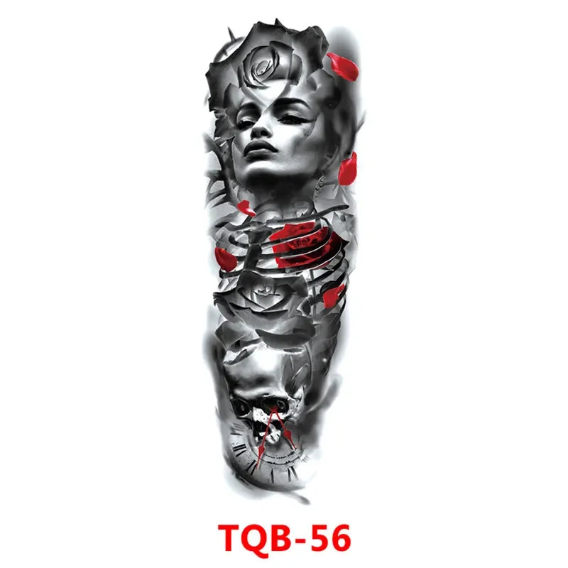 Unisex Full Arm Temporary Tattoo Sticker – Premium Old School Skull Body Art