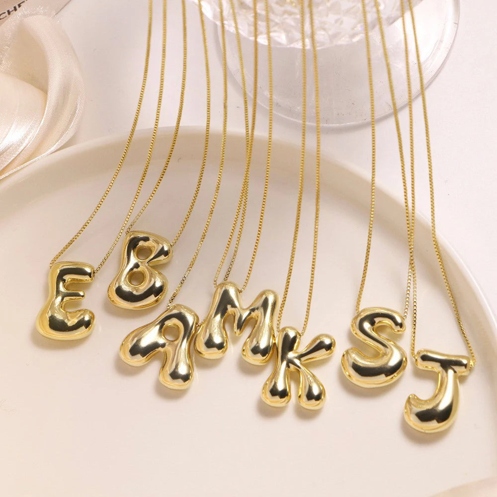 Chunky Bubble Letter Pendant Trendy Statement Jewelry Gift