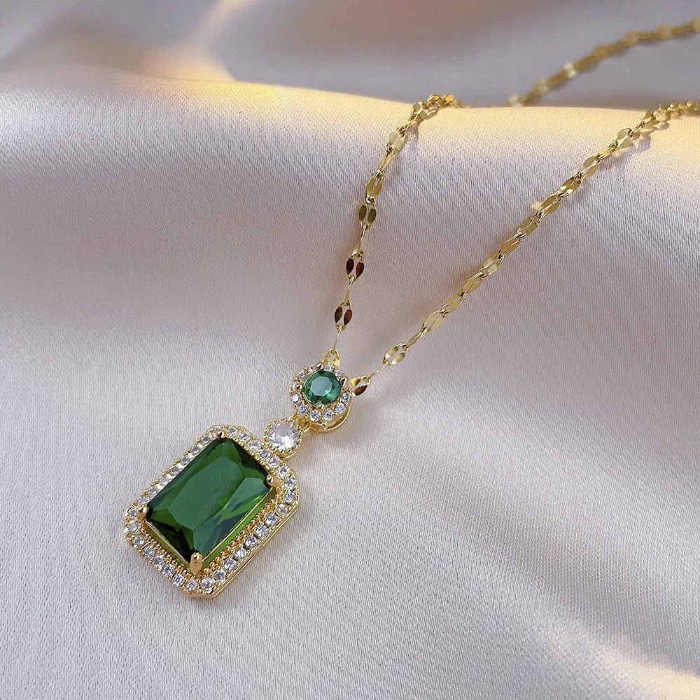Signature Quadrate Glam Set – 4-Piece Rhinestone Necklace & Jewelry Combo