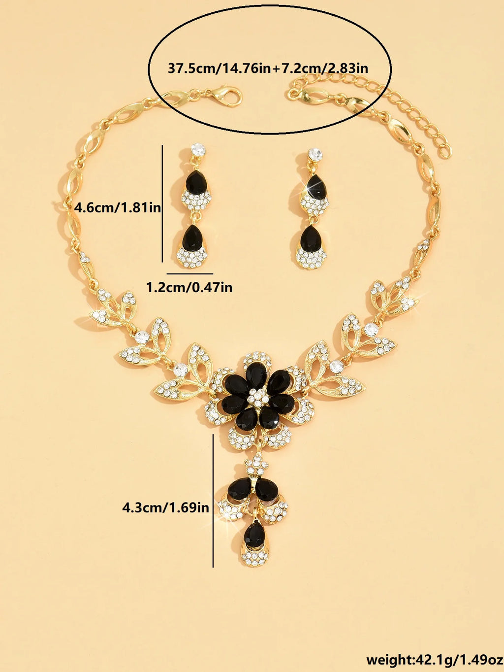 3PC Luxury Rhinestone Floral Necklace & Drop Earrings for Weddings, Banquets, and Festivals